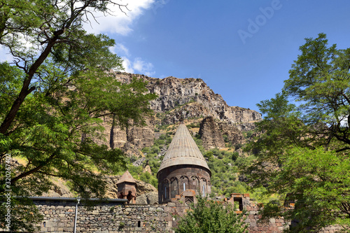 Geghard, Armenia:  Cave Monastery - view from the outside photo