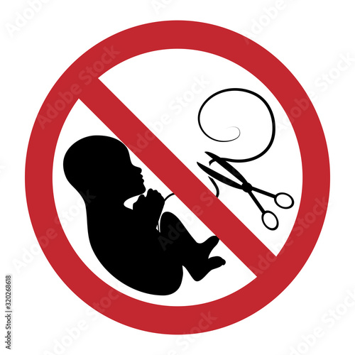 Vector illustration of abortion symbol on white background. Sign of no baby and miscarriage.