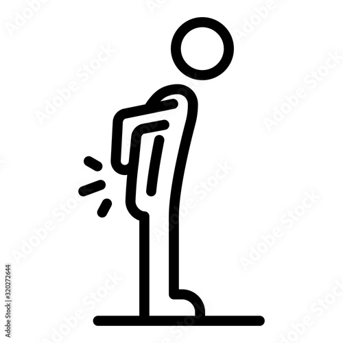 Lower back pain icon. Outline lower back pain vector icon for web design isolated on white background