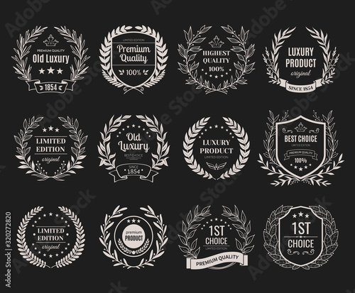 Silver Awards Emblems Realistic Set