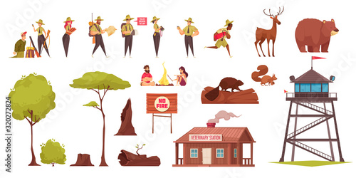 Forest Ranger Cartoon Set