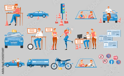 Driving School Flat Set