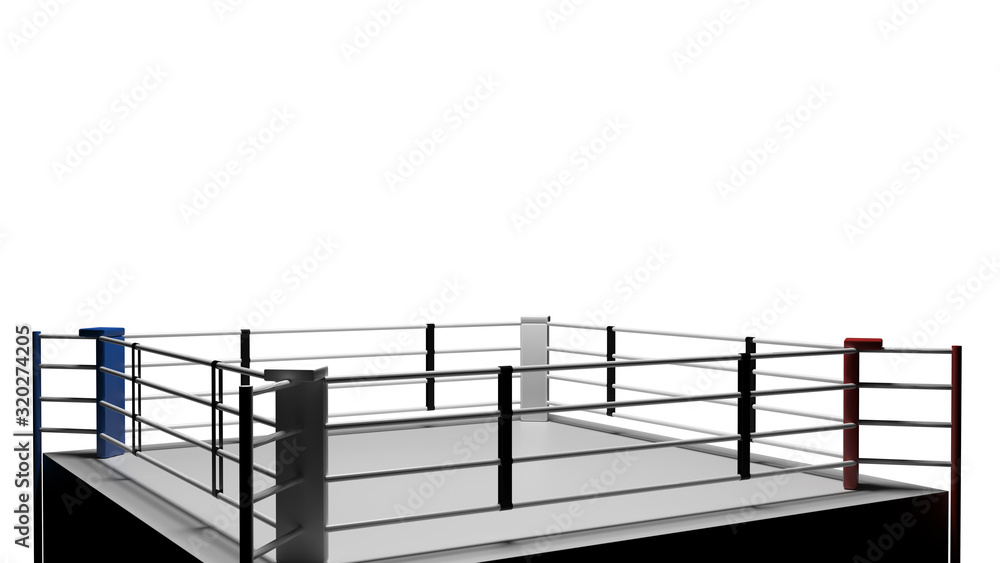 3D render Boxing ring on white background. 3D render Boxing ring on white background.