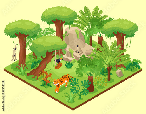 Jungle Landscape Isometric Composition