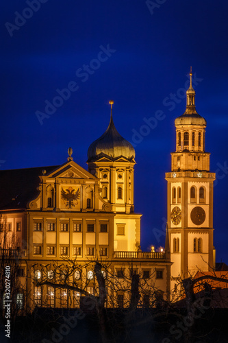 Rathaus und Perlachturm in Augsburg von der Rückansicht photo