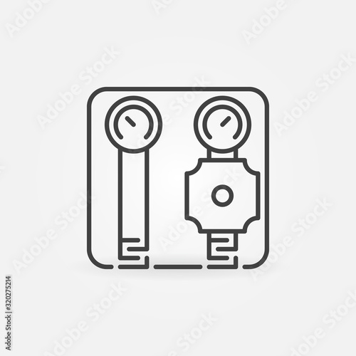 Direct distribution group with pump vector concept outline icon or sign