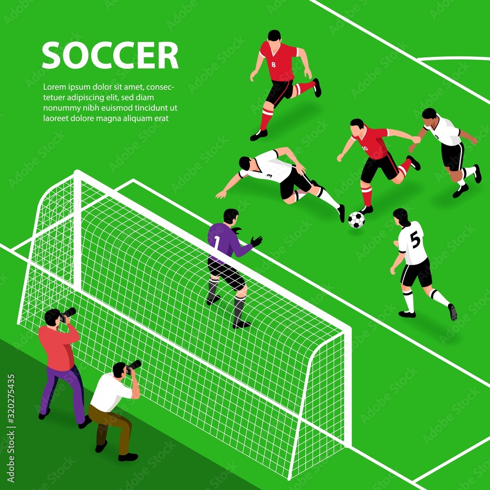 Fototapeta premium Isometric Soccer Attack Background