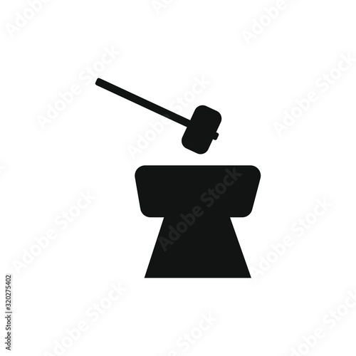 vector icon, blacksmith anvil and mallet