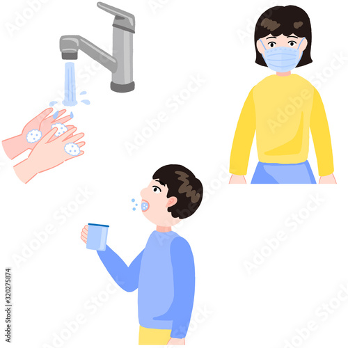 うがい　手洗い　マスク　子供