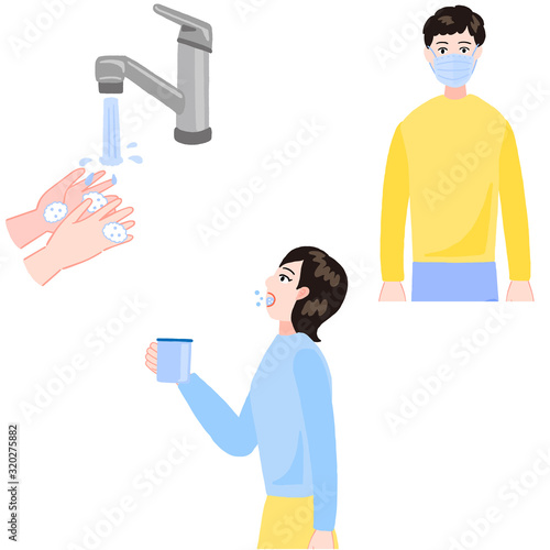 うがい　手洗い　マスク　大人