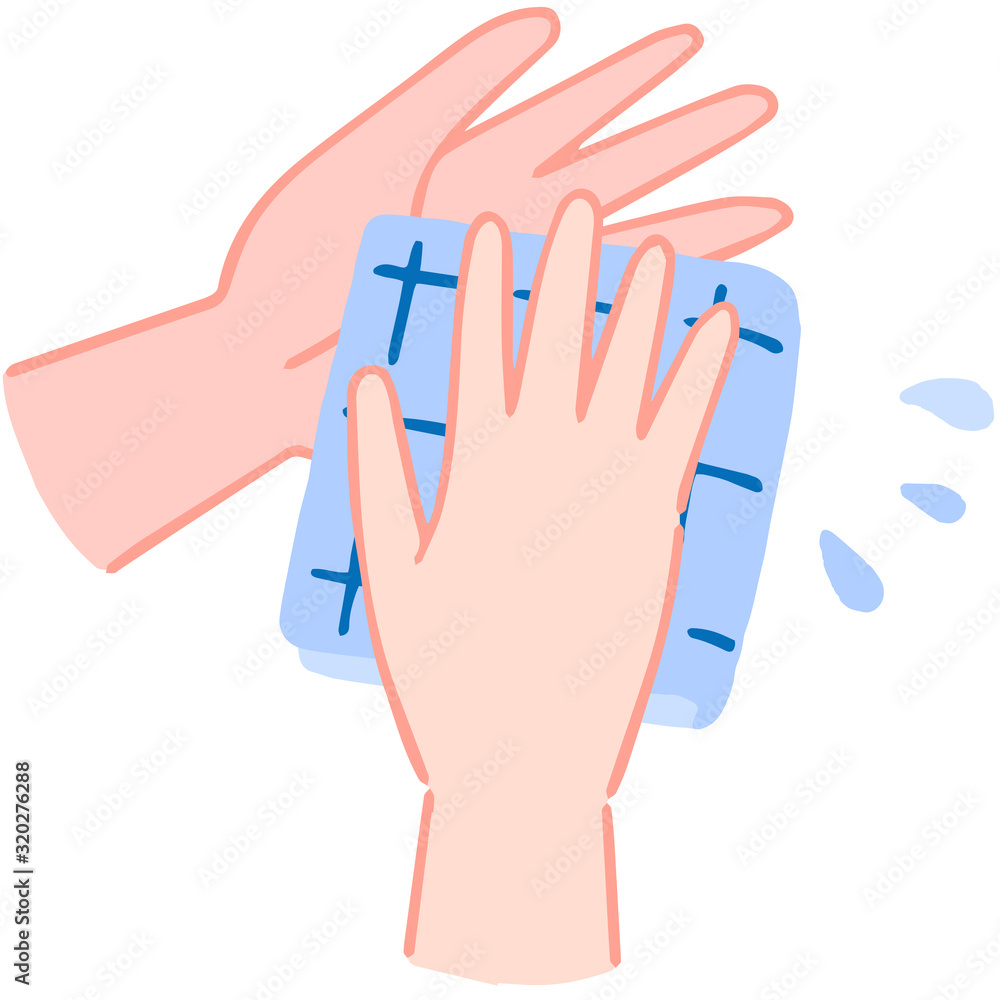 手の洗い方 ハンカチで水気を拭く Stock Vector | Adobe Stock