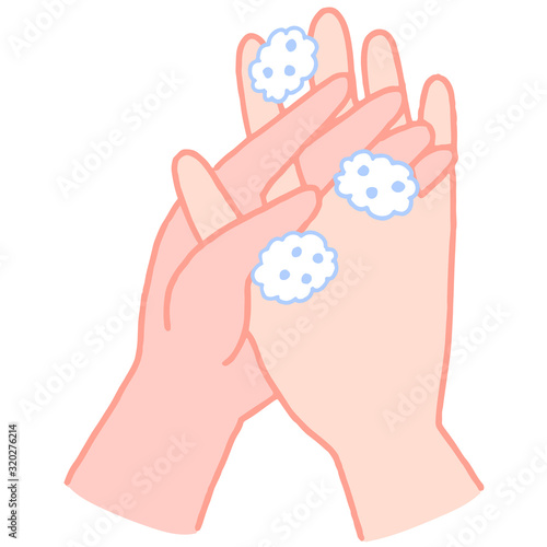 手の洗い方　手の指の間を洗う