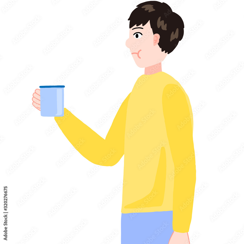 ブクブクうがいする男性 ブクブクうがいする男性
