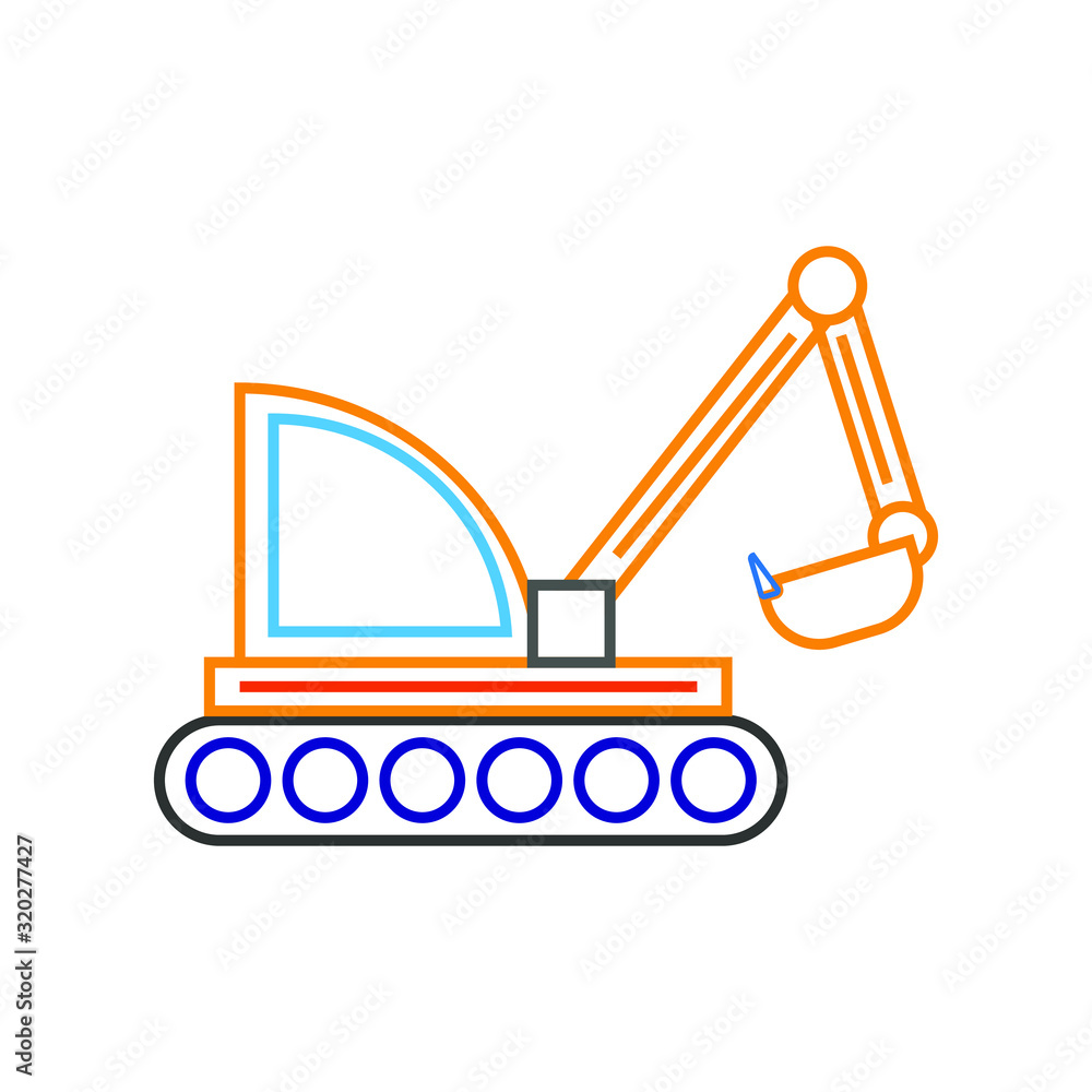 Naklejka premium vector icon, construction excavator machine