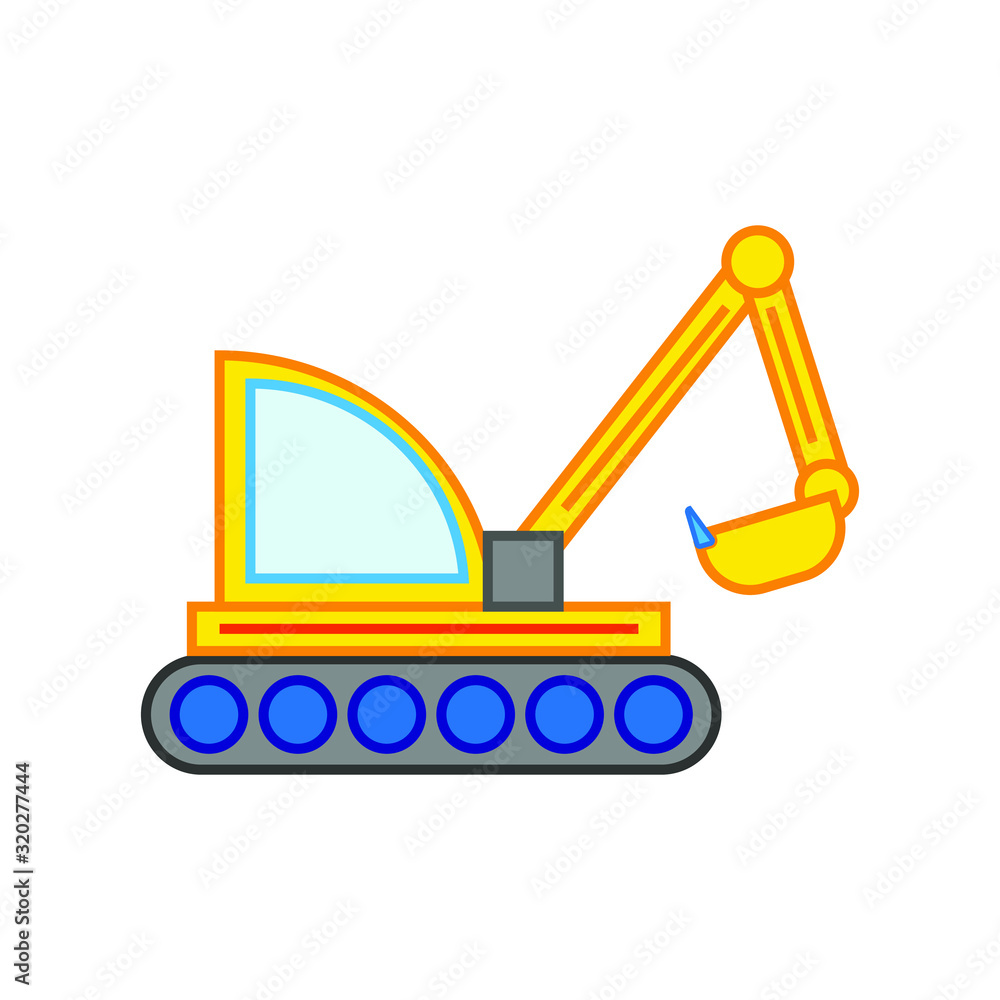 Naklejka premium vector icon, construction excavator machine