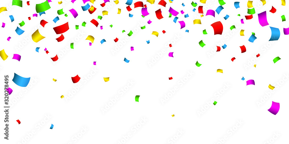 Fototapeta premium Colorful confetti. Celebration carnival falling shiny glitter confetti. Luxury greeting card. Vector illustration