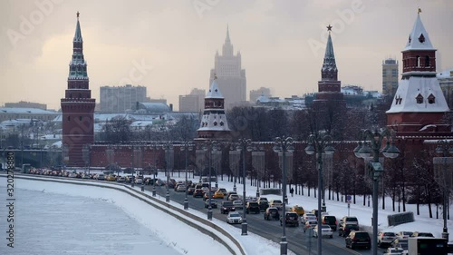 Moscow Kremlin in the snow.