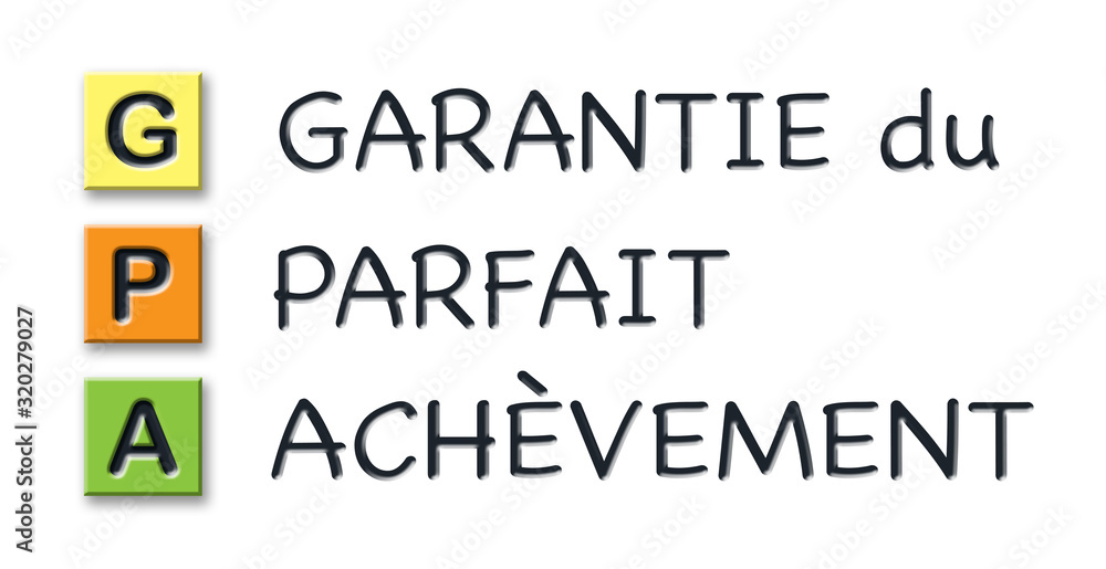 GPA initials in colored 3d cubes with meaning in french language GPA initials in colored 3d cubes with meaning in french language