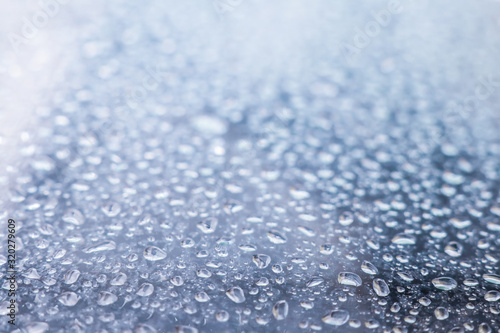 water drops on a blue background