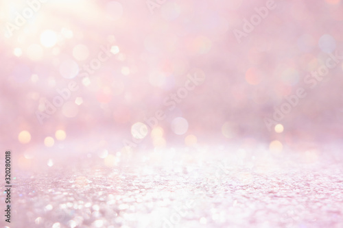 Fototapeta silver and pink glitter vintage lights background. defocused