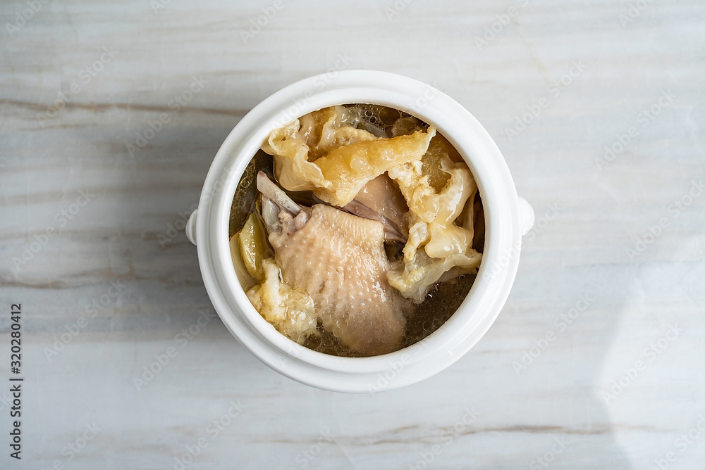 Chinese health tonic soup, Maw stew chicken soup Chinese health tonic soup, Maw stew chicken soup