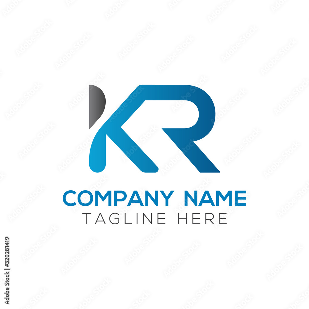 Initial Alphabet KR Logo Design vector Template. Linked Letter KR Logo Vector