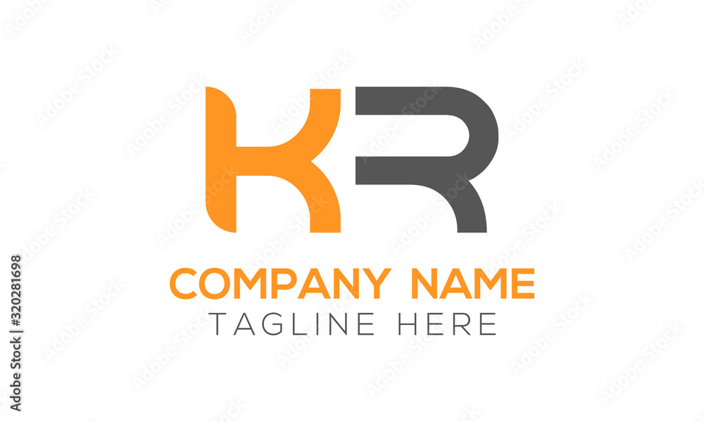 Initial Alphabet KR Logo Design vector Template. Linked Letter KR Logo Vector Initial Alphabet KR Logo Design vector Template. Linked Letter KR Logo Vector
