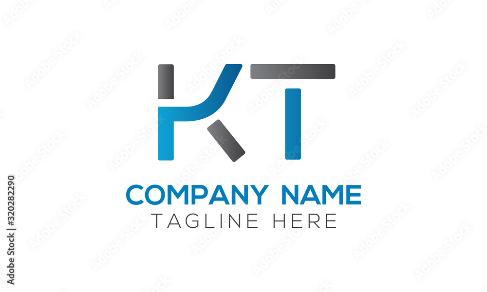 Initial Alphabet KT Logo Design vector Template. Linked Letter KT Logo Vector Initial Alphabet KT Logo Design vector Template. Linked Letter KT Logo Vector