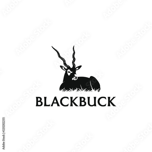 Blackbuck Wildlife Mammalia Illustration Graphic Symbol Black Colored Vector Design