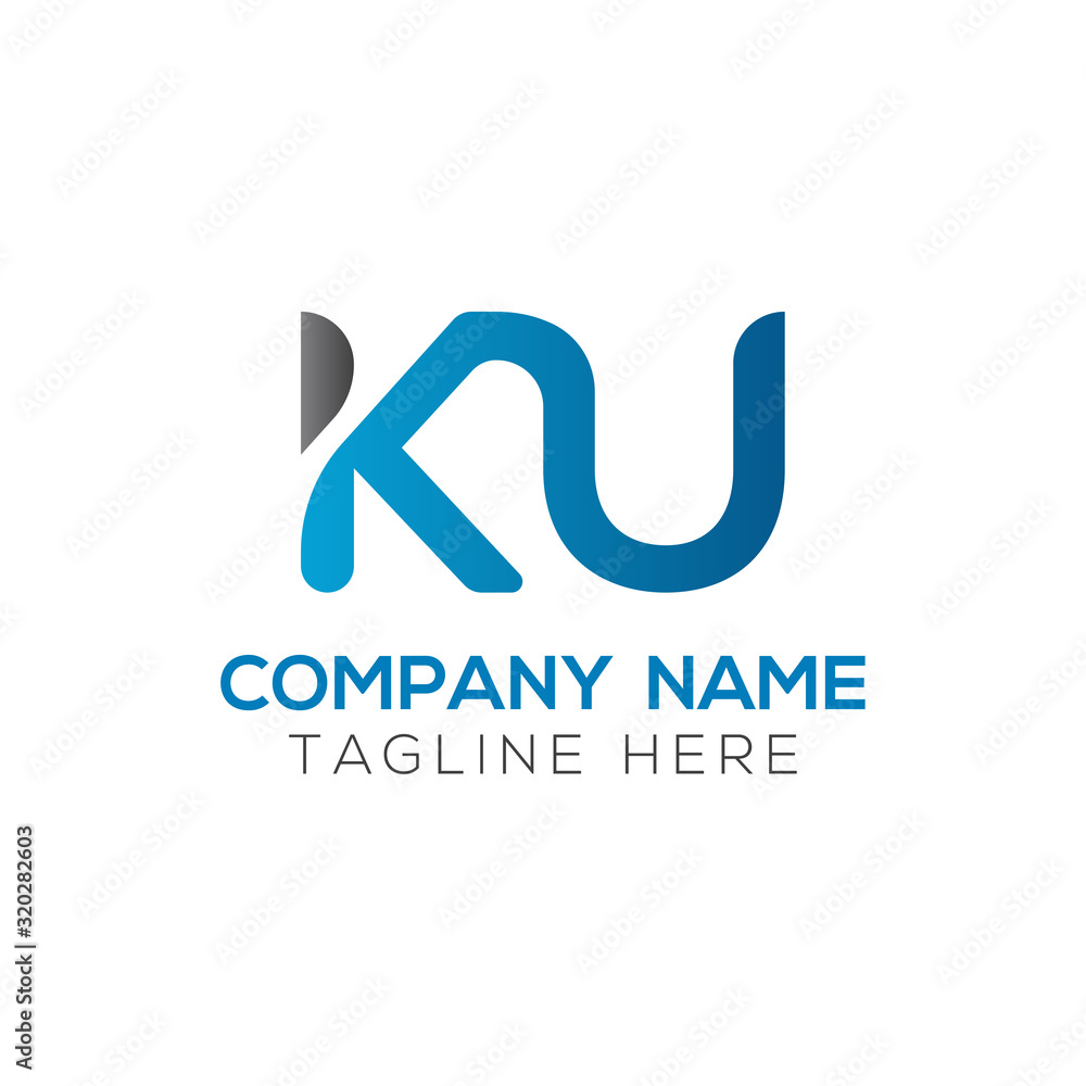 Initial Alphabet KU Logo Design vector Template. Linked Letter KU Logo Vector