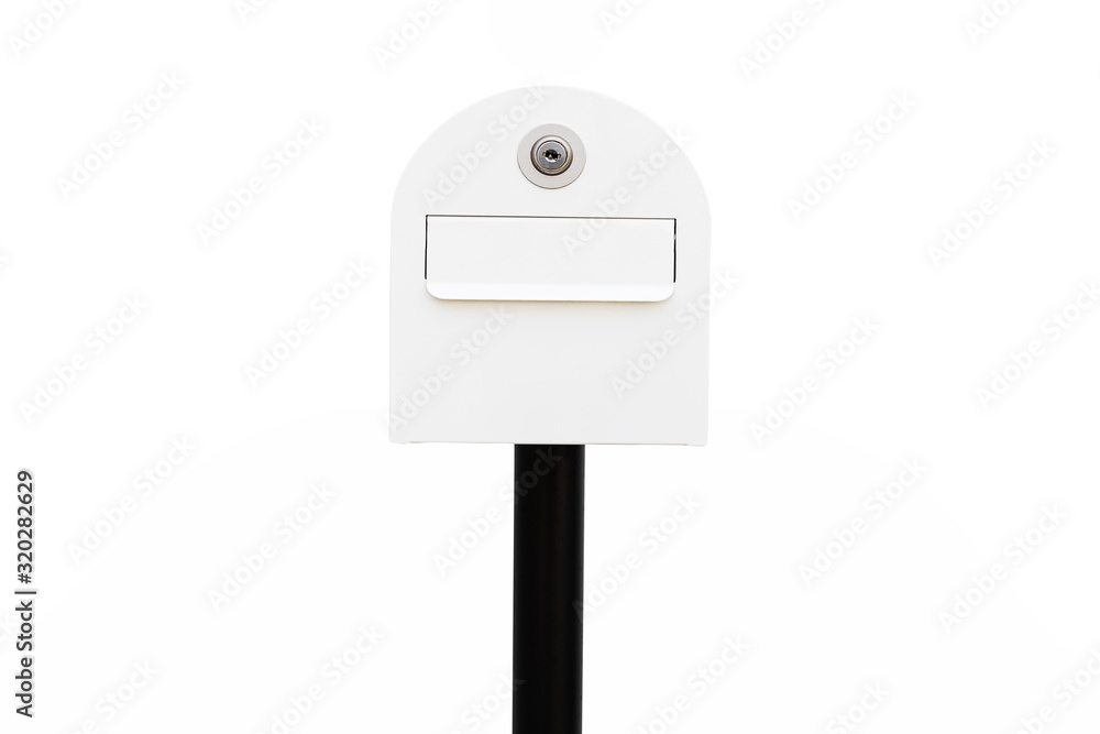 White mailbox on white background with clipping path