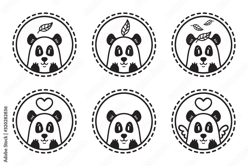 Set of panda emblems, icons, labels. Set of panda emblems, icons, labels.