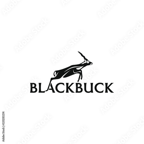 Blackbuck logo design. Antelop india silhoutte.