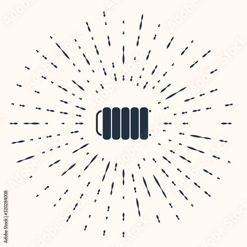 Grey Heating radiator icon isolated on beige background. Abstract circle random dots. Vector Illustration