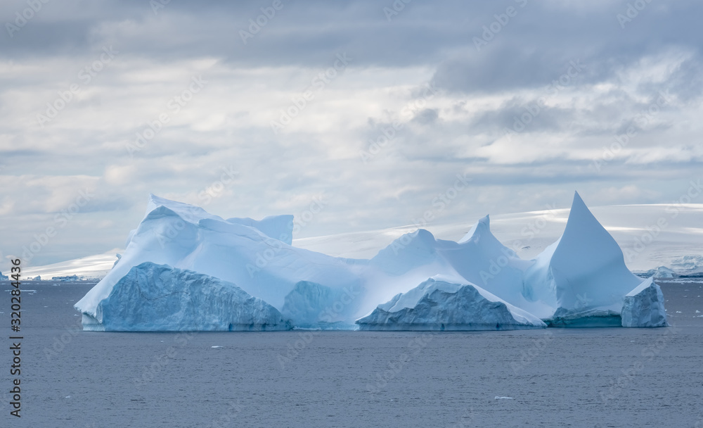 Navigating among enormous icebergs, including the world's largest recorded B-15, calved from the Ross Ice Shelf of Antarctica,