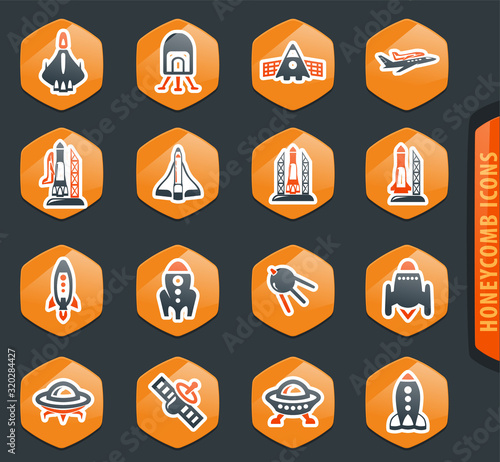 Space platform icons set