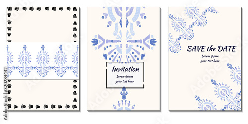 Cover royal greeting design. Modern template with ikat ornament for wedding design or greeting card any purpose
