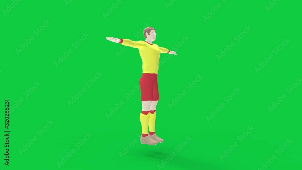 3D rendering of a computer generated football soccer player turning 3D rendering of a computer generated football soccer player turning