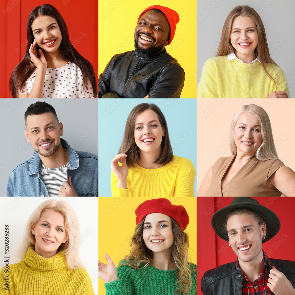 Collage of photos with different people Stock Photo | Adobe Stock