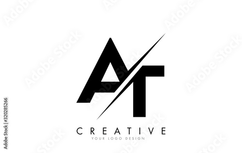 AT A T Letter Logo Design with a Creative Cut.