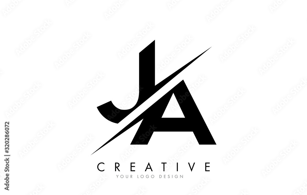 JA J A Letter Logo Design with a Creative Cut.