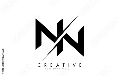 NN N N Letter Logo Design with a Creative Cut. photo
