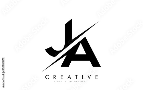JA J A Letter Logo Design with a Creative Cut. photo