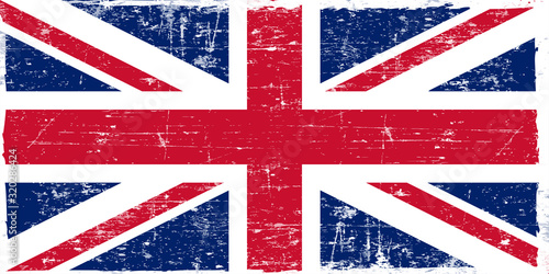Flag of the United Kingdom in grunge style. The correct proportions. 