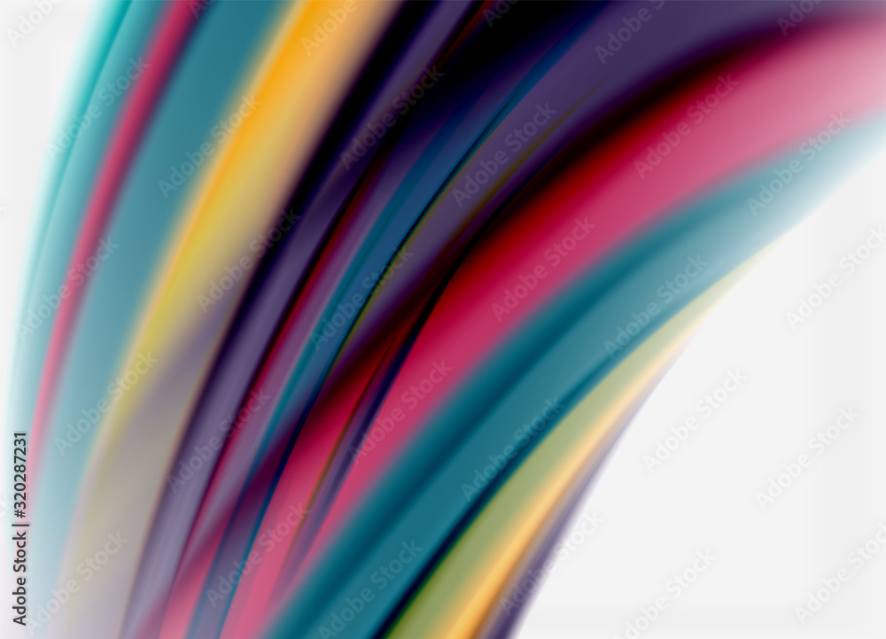 Wave lines abstract background, smooth silk design with rainbow style colors. Liquid fluid color waves. Vector Illustration Wave lines abstract background, smooth silk design with rainbow style colors. Liquid fluid color waves. Vector Illustration
