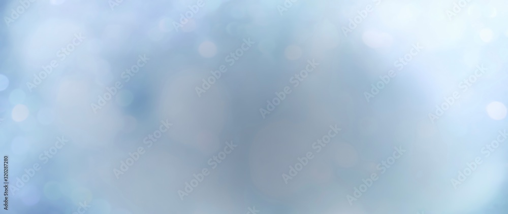 Abstract blue background banner - pastel background with bokeh lights -  Concept Christmas, Winter, Sky