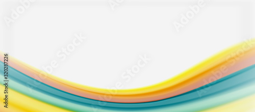 Wave lines abstract background, smooth silk design with rainbow style colors. Liquid fluid color waves. Vector Illustration