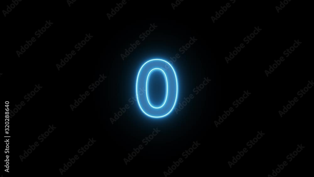 number 0 blue neon light background video number 0 blue neon light background video
