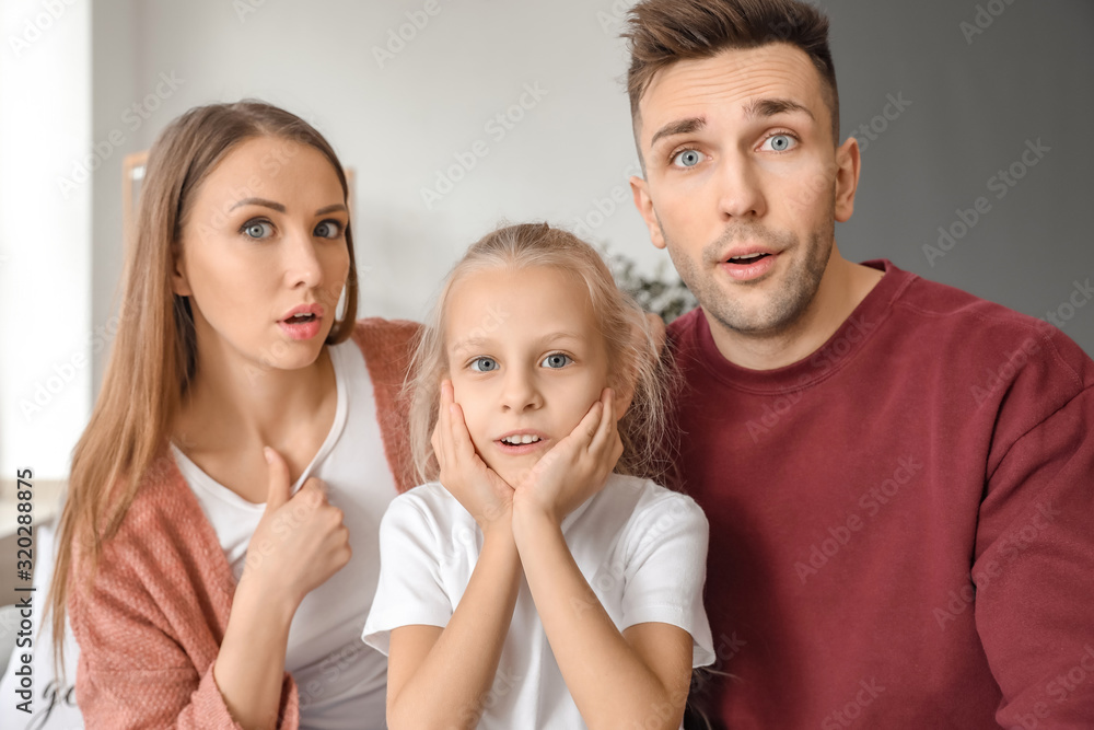 Portrait of family video chatting at home