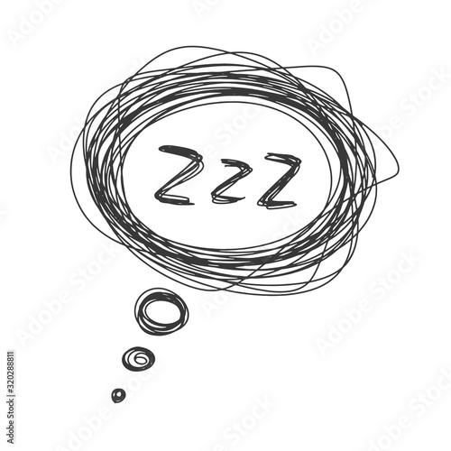 Sleep ZZZ bubble icon. Vector concept of bad dream and nightmares